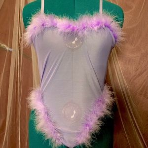 One piece purple fluff lingerie